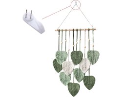 Macramé wandkleed - mandala bladeren - kunstdecoratie - boho - garen geweven - kamerdecoratie - wandtapijt - binnen en buiten - handgemaakt - kwastje blad ornament - thuis - woonkamer - slaapkamer - groen - chique - handgemaakt - wanddecoratie