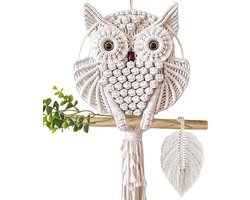 Macramé Wandkleed UIL Design - Bohemian Wandtapijt - Wandhanger - Boekenrek Muurdecoratie - Boho Woonkamer Hout Wandrek - Muurhanger Room Decoratie - Slaapkamer Muurkleed - Wanddoek Tapestry - Macramé Koord/Touw Plantenhanger