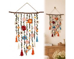 Macrame Wandkleed - Wandtapijt - Boheemse stijl decoratie - Muurdecoratie - Wandkleed met bloemenpatroon - Ideaal voor een housewarming, verjaardag of als cadeau