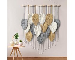 Macramé wandtapijt, groot wandtapijt, geweven wandtapijt, boho, macramé, wandtapijt, geweven wandtapijt, bladveer, wanddecoratie, chique geweven kunst voor slaapkamer, woonkamer, decoratie