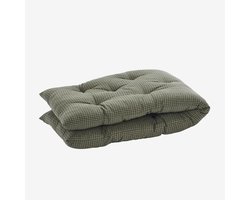 Madam Stoltz - bankkussen - katoen - groen geruit - 45x125 cm