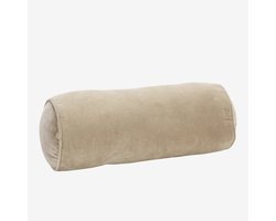 Madam Stoltz - Fluwelen Bolsterkussen Rond - 20x50cm - Taupe