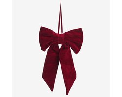Madam Stoltz - Fluwelen Strik Kerst - Robijn Rood - 30x48 cm