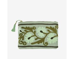 Madam Stoltz - Geborduurd Etui Suzani - Groen - 20x14 cm