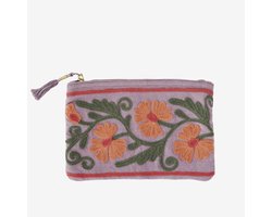 Madam Stoltz - Geborduurd Etui Suzani - Lila - 20x14 cm