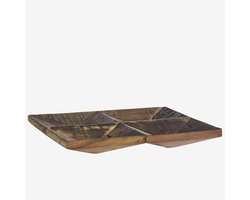 Madam Stoltz - Gerecycled houten dienblad met 4 geometrische vakken