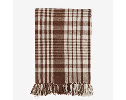 Madam Stoltz - Gerecycled Katoenen Plaid - Terra Bruin/Wit Geruit