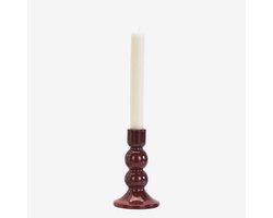 Madam Stoltz - Glazen kandelaar - Dieprood - 14,5 cm