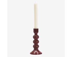 Madam Stoltz - Glazen Kandelaar Maroon Rood 3 bubbels - 18 cm