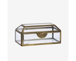 Madam Stoltz - Glazen sieraden doosje met messing randen - 18x9x8 cm