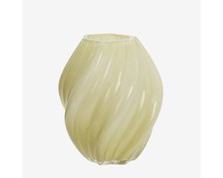 Madam Stoltz - Glazen Vaas Gedraaid Design - Honey Lichtgeel