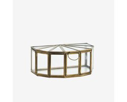 Madam Stoltz - halfrond glazen sieradendoosje – antique brass – 16x9x7 cm