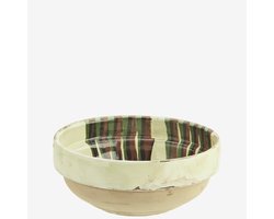 Madam Stoltz - Handbeschilderde Aardewerken Kom - Gebroken wit - Uniek - 16cm