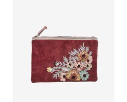 Madam Stoltz - Handgeborduurde velvet iPad hoes - syrah (wijnrood)