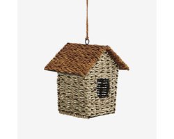 Madam Stoltz - Hangend Vogelhuisje - Zeegras - Handgemaakt - Oranje Naturel