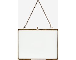 Madam Stoltz - Hangende Glazen Fotolijst met Verouderd Messing Rand - 20x15cm