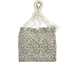 Madam Stoltz - Hangmat met print - print in beige met grijze blaadjes