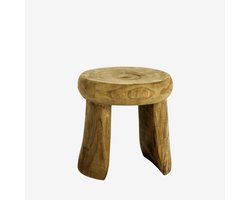 Madam Stoltz - Houten Kruk of Bijzettafel Paulownia – Naturel – 30x31 cm