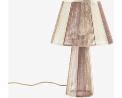 Madam Stoltz - Jute Tafellamp - Handgeweven draden - Bruin / wit - 10962-A