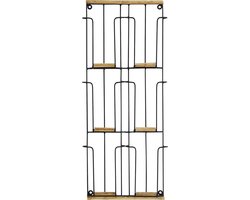 Madam Stoltz Kaartenrek Iron zwart met hout 24x56 cm geschikt voor A6-formaat