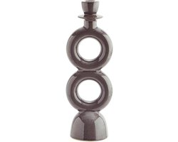 Madam Stoltz Kandelaar Organic donkergrijs aardewerk 10,5 x 8,5 x 30cm