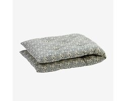 Madam Stoltz - Katoenen Bankkussen met Blauw-Witte Bloemetjes - 45x125 cm