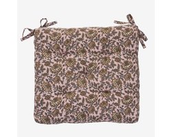 Madam Stoltz - Katoenen stoelkussen 45x45cm - Roze bloemenprint