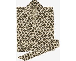 Madam Stoltz Kimono - Katoen - Beige, olijf, mosterd print