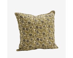 Madam Stoltz - Kussenhoes 50x50 cm - Bloemenprint Beige/Khaki/Groen