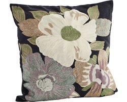 Madam Stoltz Kussenhoes Bloemen geborduurd katoen 50x50cm
