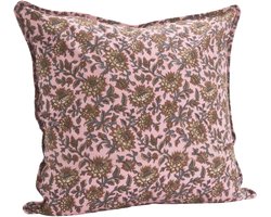 Madam Stoltz - Kussenhoes katoen - Roze bloemenprint - 50x50cm