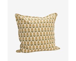 Madam Stoltz - Kussenhoes met bloemenprint - 50x50cm - Off white/geel