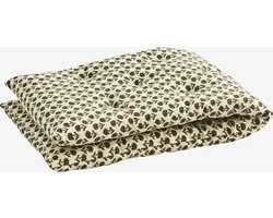 Madam Stoltz - Matraskussen 100% katoen - 45x125 cm - wit met groene bloemetjes