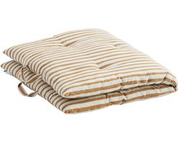 Madam Stoltz - Matraskussen gestreept 60x100cm - wit/bruin (donkere honingkleur)