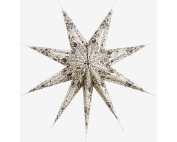 Madam Stoltz - Papieren Ster Lantaarn / Kerstster - Gebroken wit met print - 100 cm