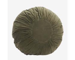 Madam Stoltz - Rond Fluwelen Kussen - Groen Velvet - 55 cm