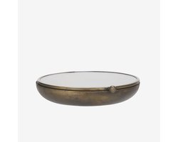 Madam Stoltz - Rond Glazen Sieradendoosje – Antique Brass – Ø 14 cm