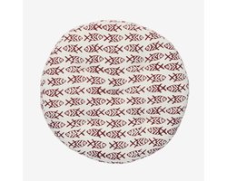 Madam Stoltz - Rond Stoelkussen - 100% katoen, 45 cm - Wit met rode vissen