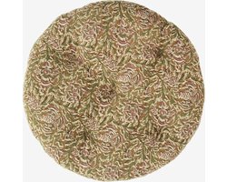 Madam Stoltz - Rond Stoelkussen - Katoen - Print in honing, roze, groen, beige