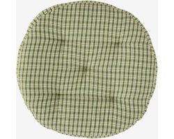 Madam Stoltz - rond zitkussen - groen met ruiten - 40 cm - 100% katoen