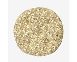 Madam Stoltz - Rond Zitkussen - Karamel-Witte Bloemetjes Print - 100% katoen