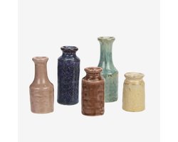 Madam Stoltz - Set van 5 Keramieken Mini Vaasjes - Handgemaakt