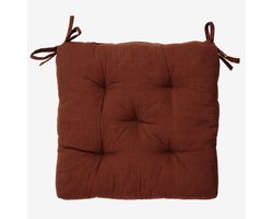 Madam Stoltz - stoelkussen 45x45cm - 100% katoen - rood gestreept