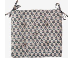 Madam Stoltz - stoelkussen met bloemenprint - taupe, aqua, roze - 45x45cm