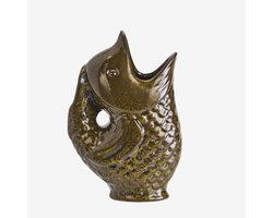 Madam Stoltz - Stoneware Vis Vaas / Karaf - Bruin / Khaki