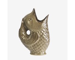 Madam Stoltz - Stoneware Vis Vaas / Karaf - Lichtbruin