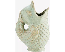 Madam Stoltz - Stoneware Vis Vaas / Karaf - Lichtgroen