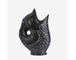 Madam Stoltz - Stoneware Vis Vaas / Karaf - Zwart
