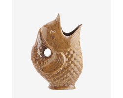 Madam Stoltz - Stoneware Vis Vaas - Oranjebruin - Waterkaraf