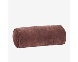 Madam Stoltz - Velvet Bolster Kussen - 20x50cm - donkerroze